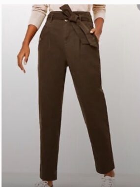 NWT LOFT high rise belted pleat pants 2